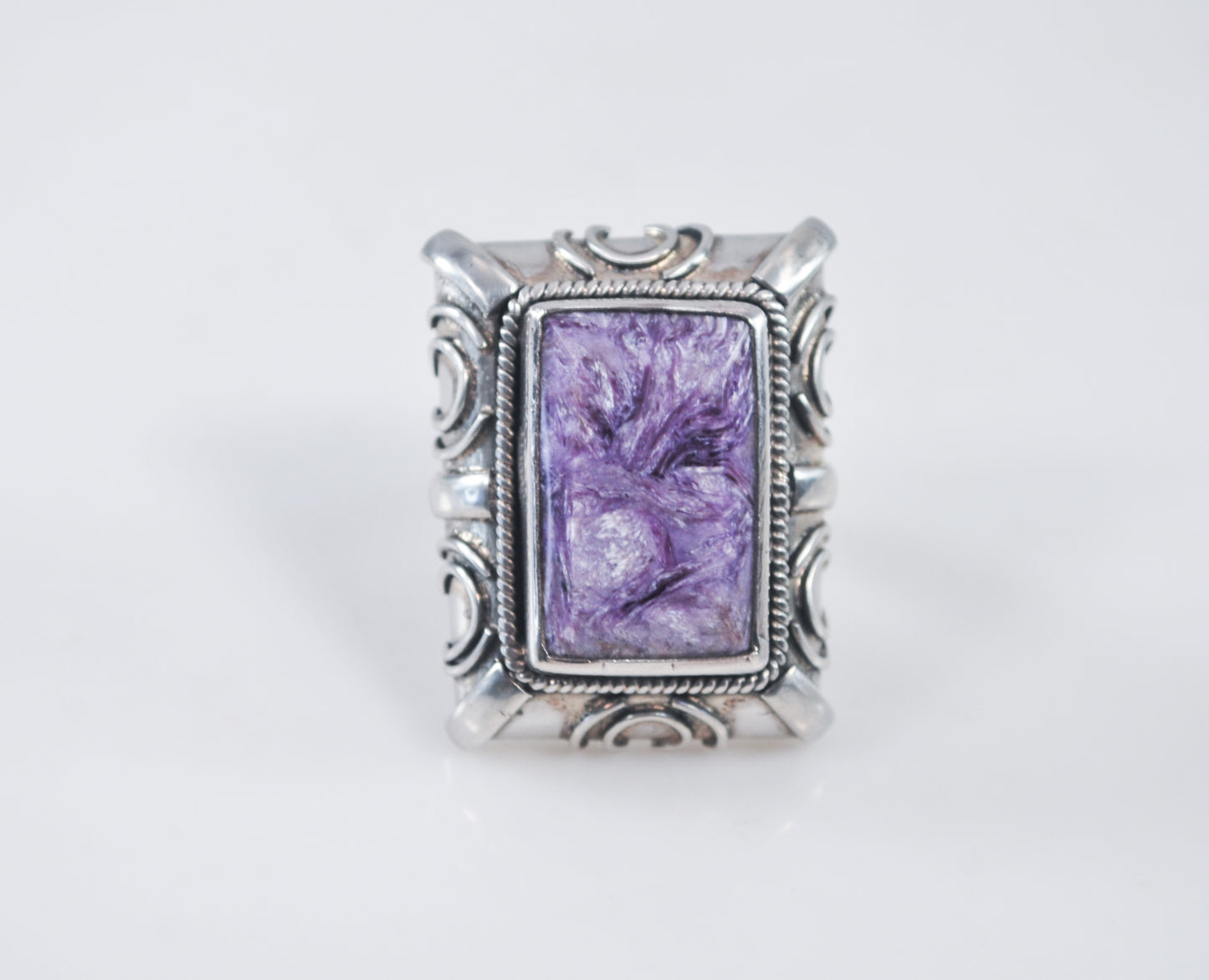 HEAVY Signed 925 Charoite Ring