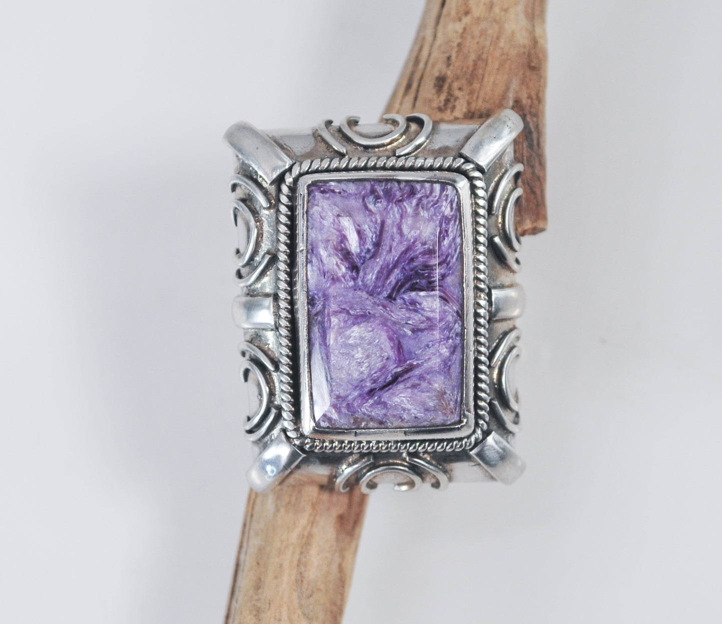 HEAVY Signed 925 Charoite Ring