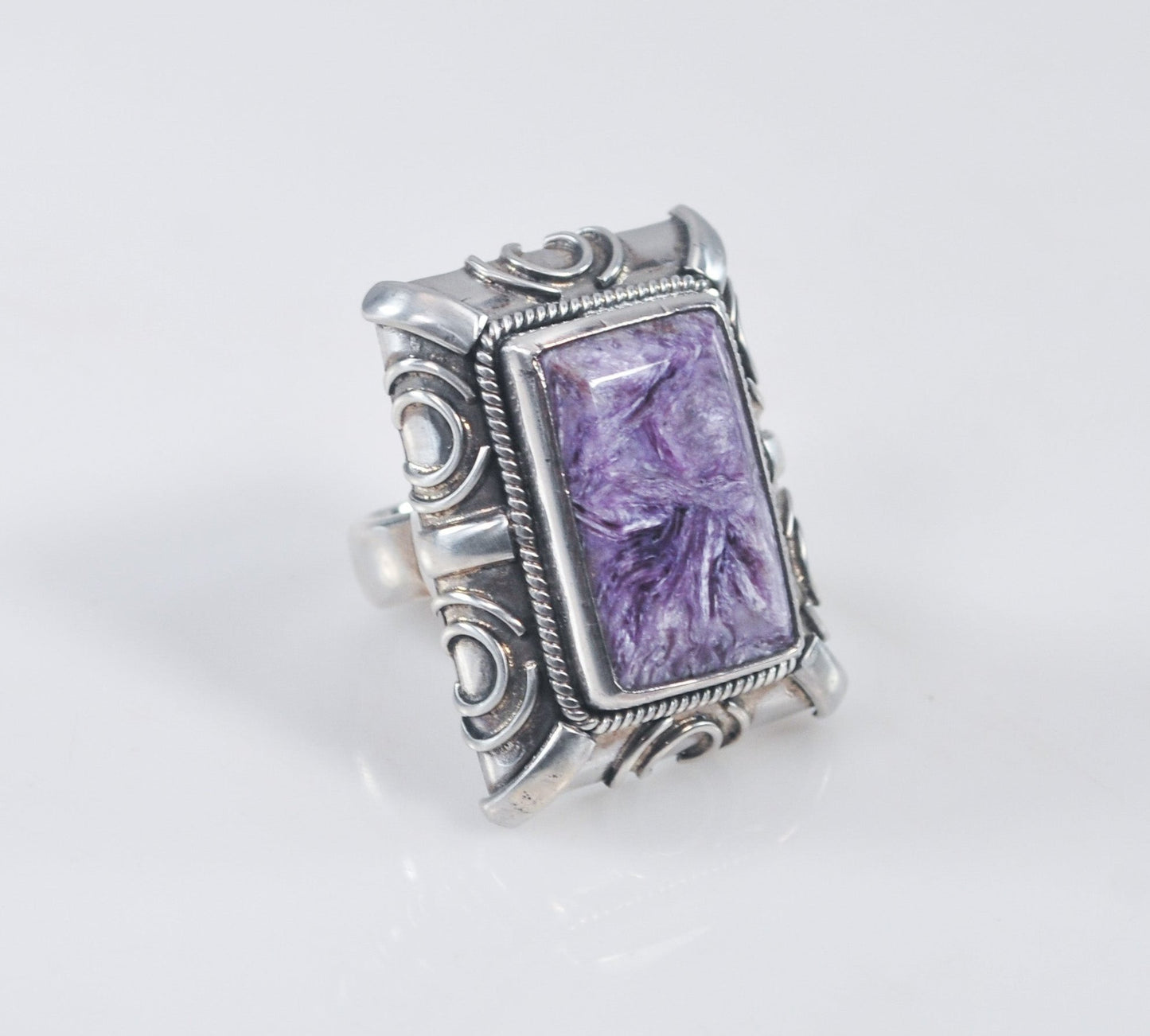 HEAVY Signed 925 Charoite Ring