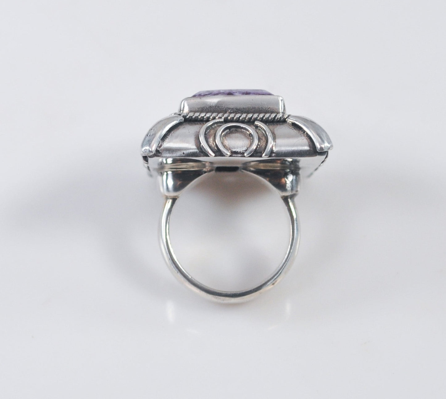 HEAVY Signed 925 Charoite Ring