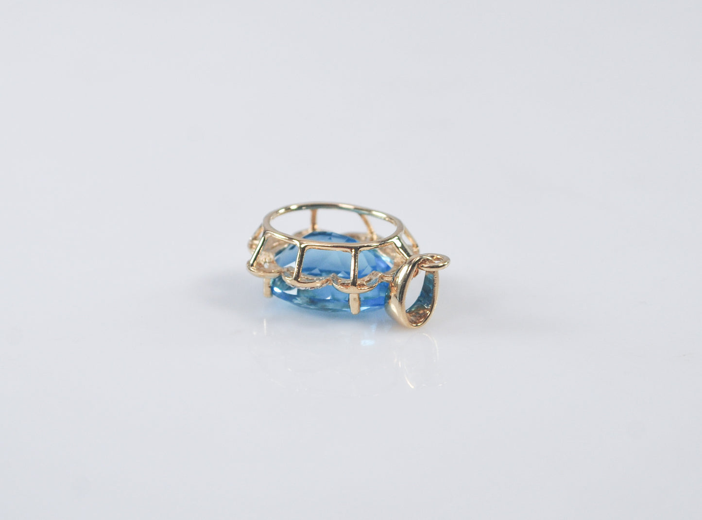 10K Gold Blue Topaz Pendant with Diamond Accents