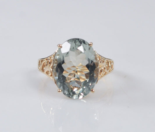 10K Gold Green Amethyst Ring