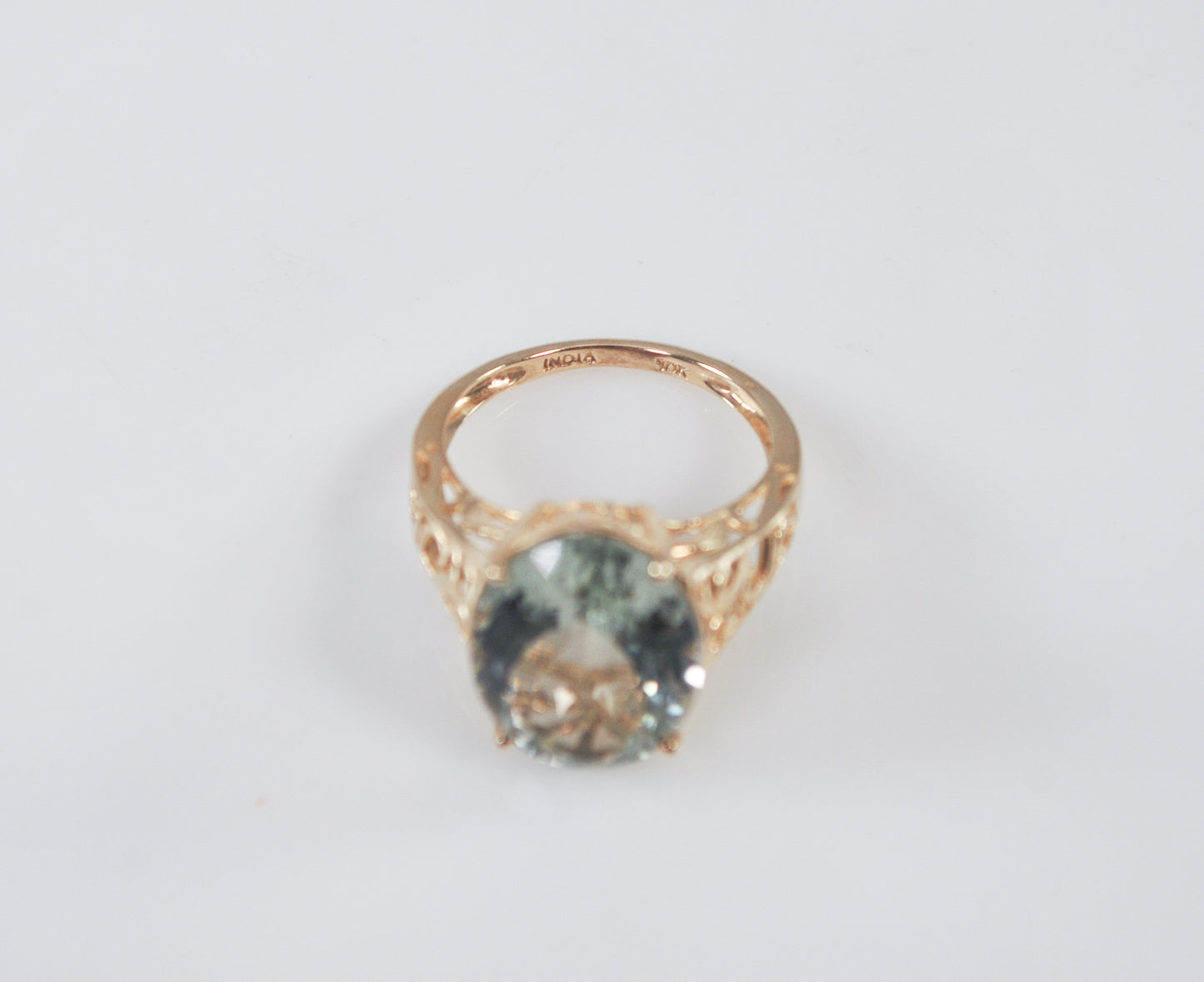 10K Gold Green Amethyst Ring