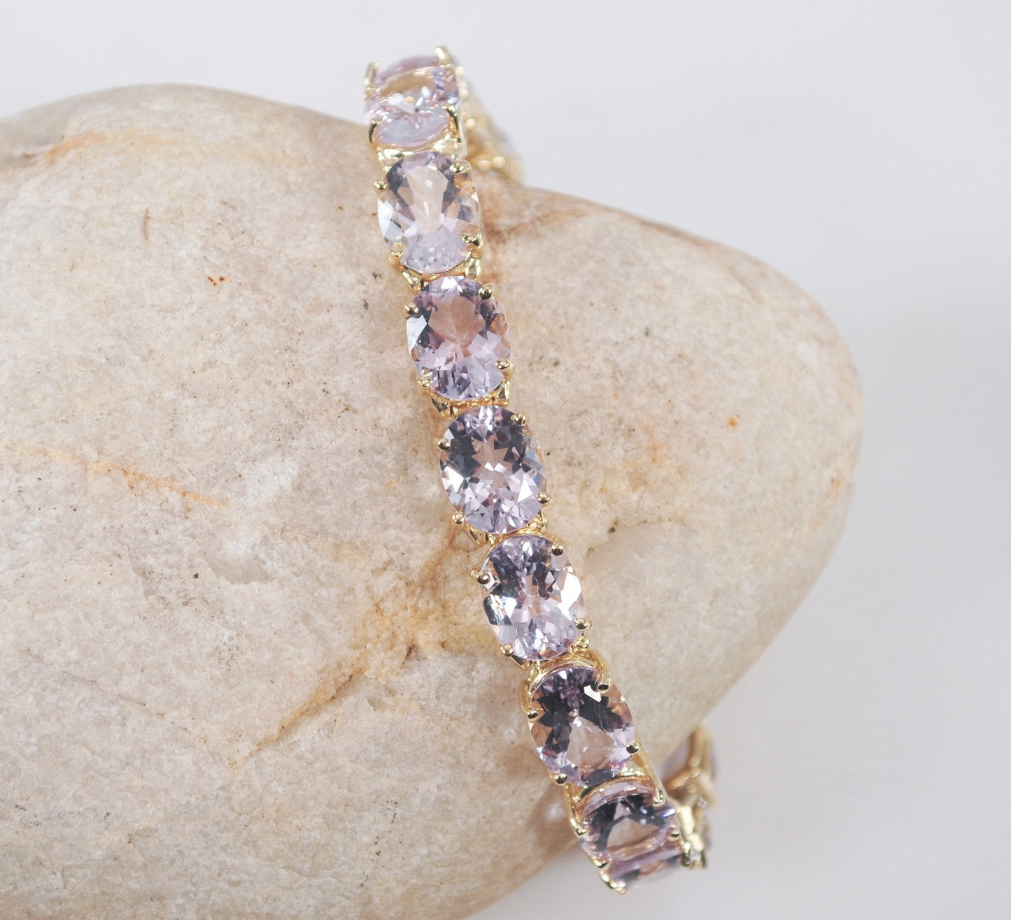 Heavy 14K Gold Kunzite Bracelet