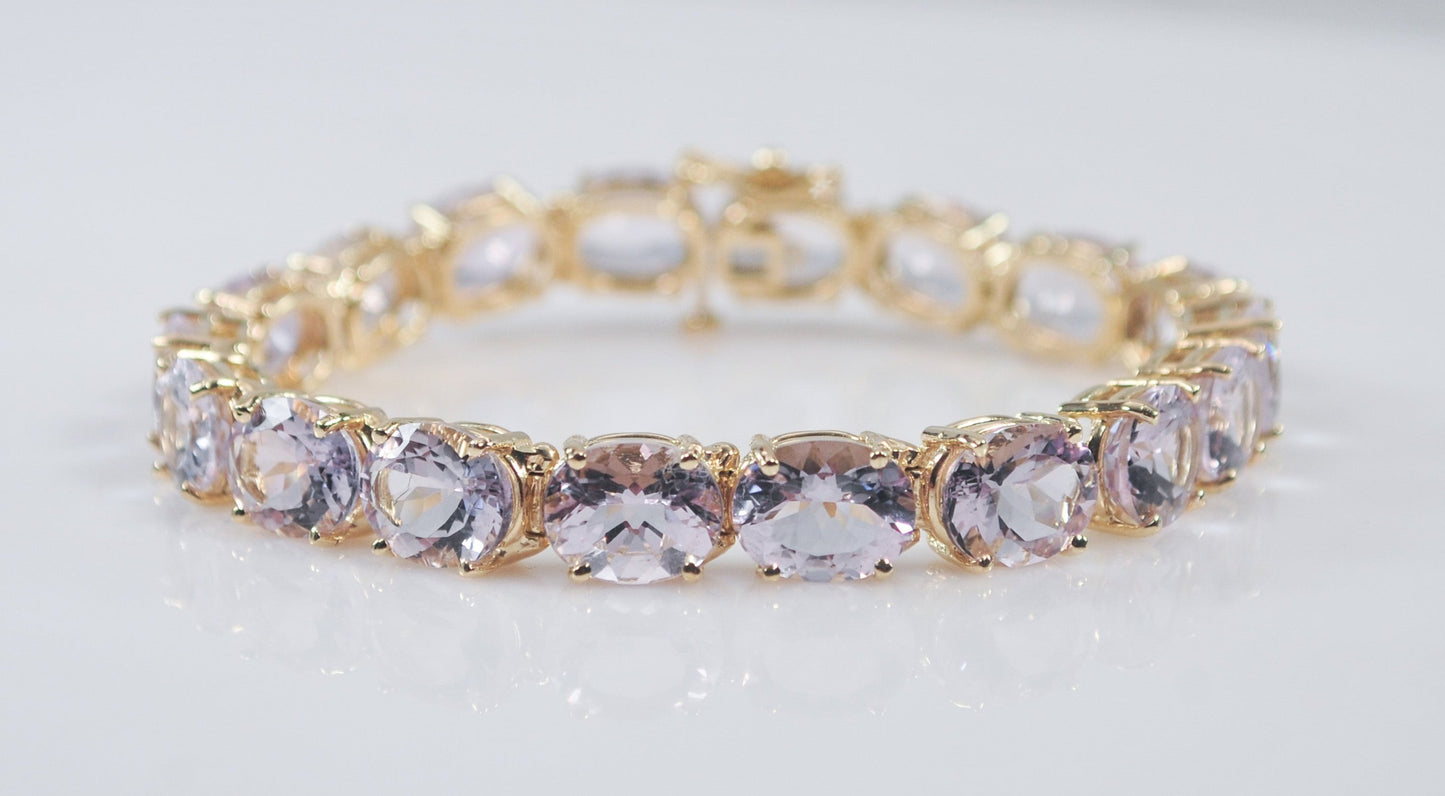 Heavy 14K Gold Kunzite Bracelet