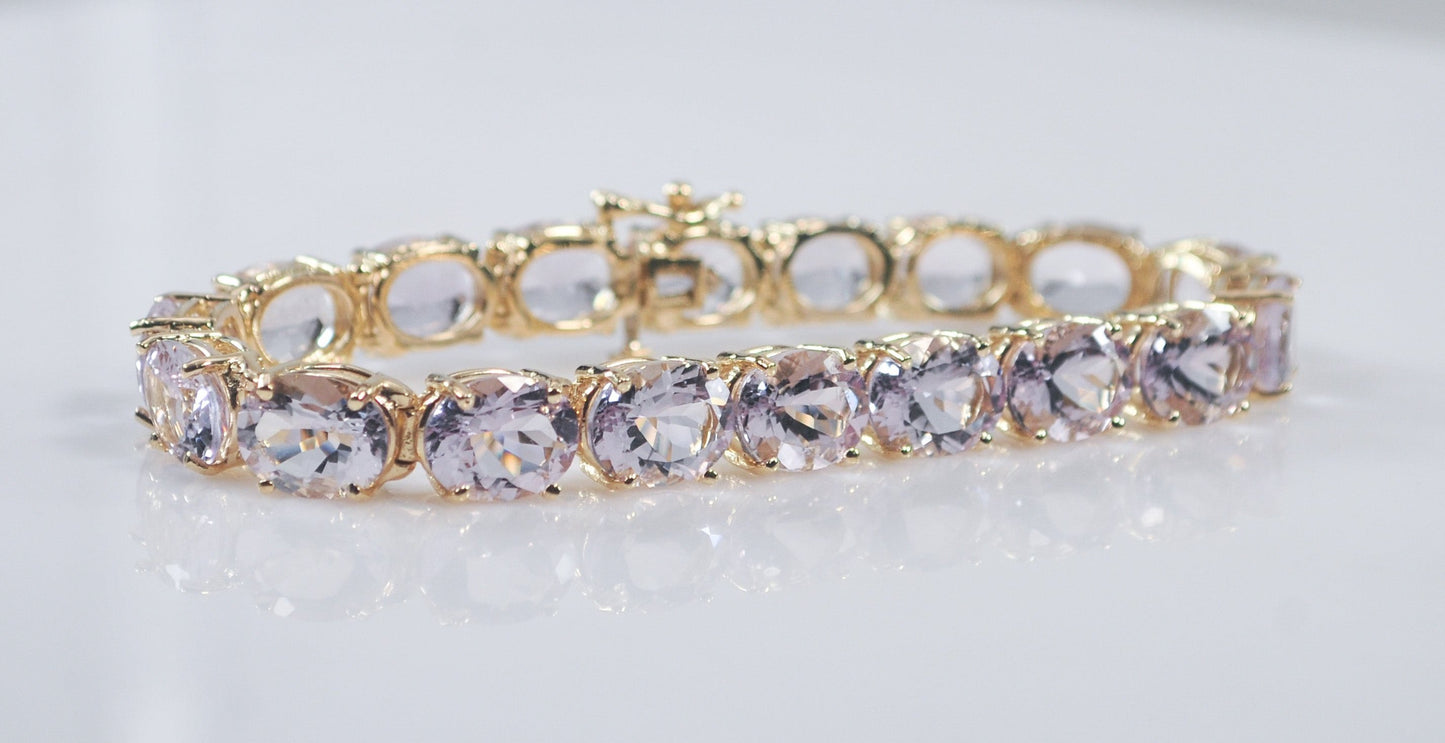 Heavy 14K Gold Kunzite Bracelet