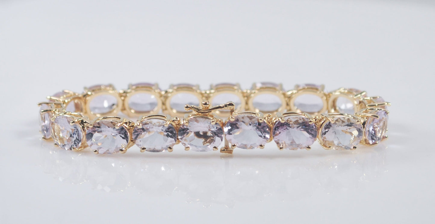 Heavy 14K Gold Kunzite Bracelet