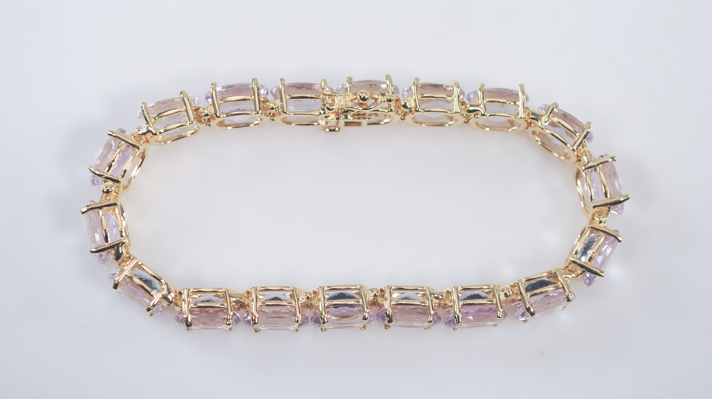 Heavy 14K Gold Kunzite Bracelet