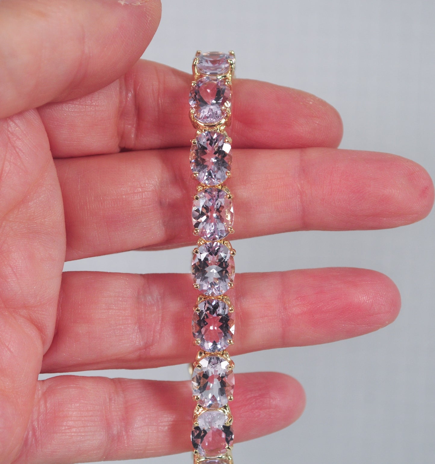 Heavy 14K Gold Kunzite Bracelet