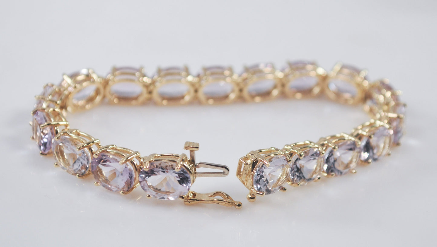 Heavy 14K Gold Kunzite Bracelet