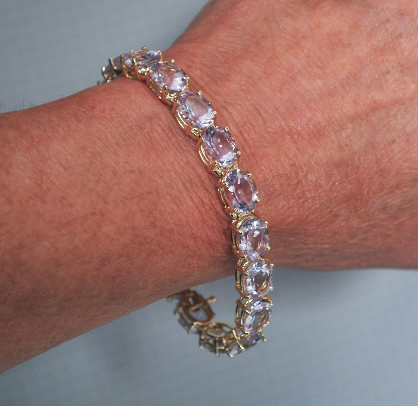 Heavy 14K Gold Kunzite Bracelet