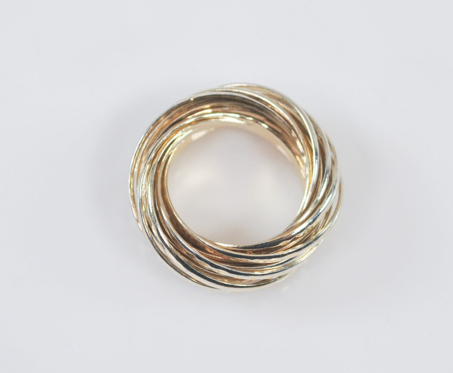 Gold over Sterling Silver 16 Interlocked Rolling Rings