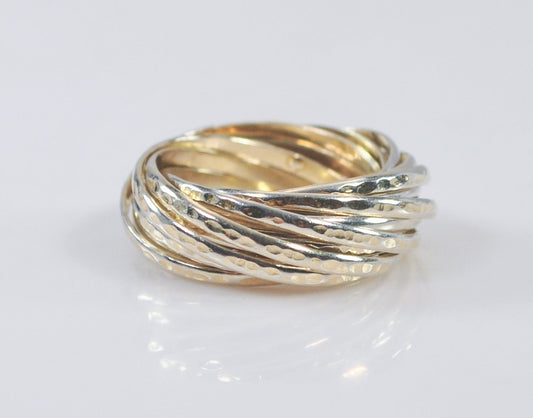 Gold over Sterling Silver 16 Interlocked Rolling Rings