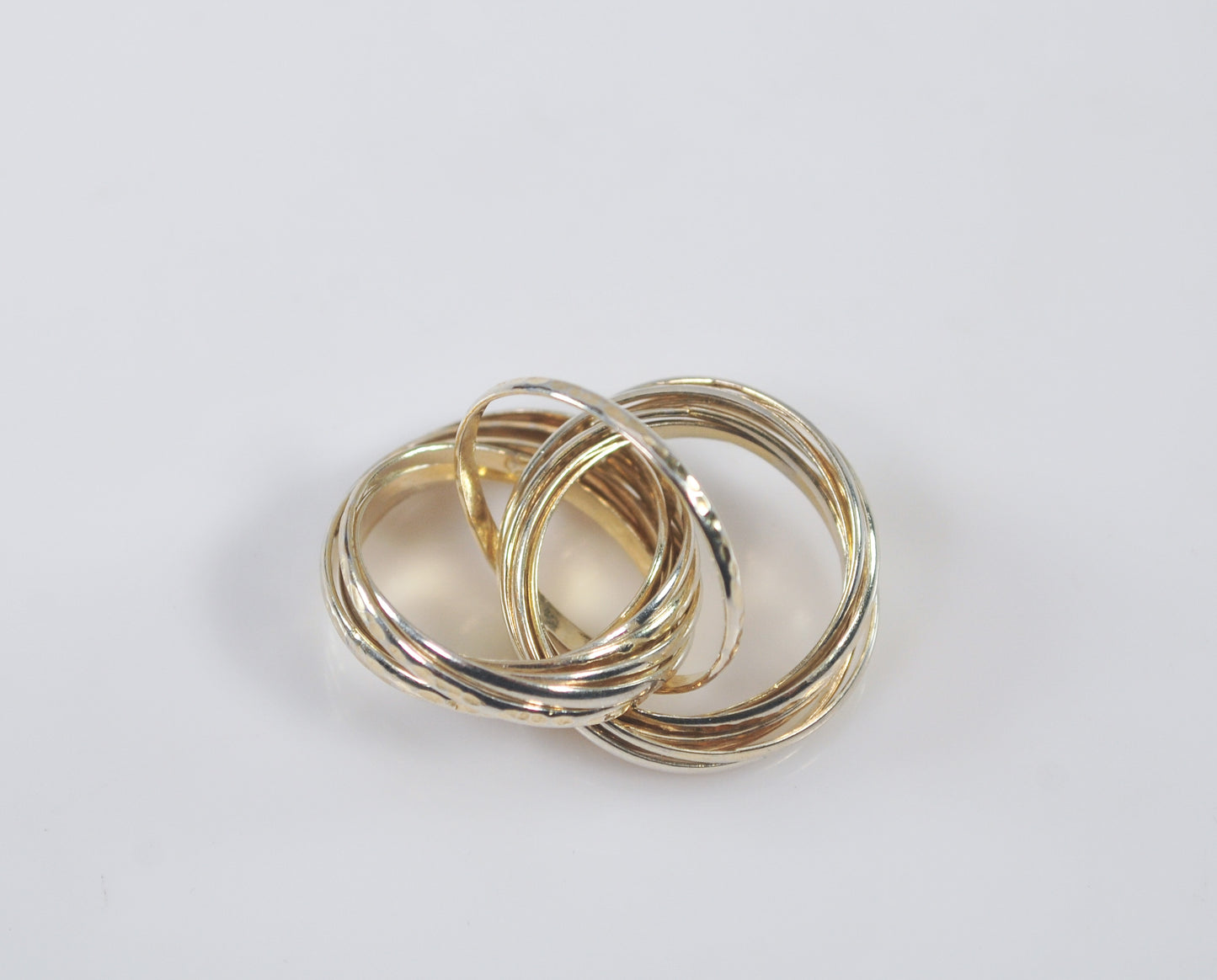 Gold over Sterling Silver 16 Interlocked Rolling Rings