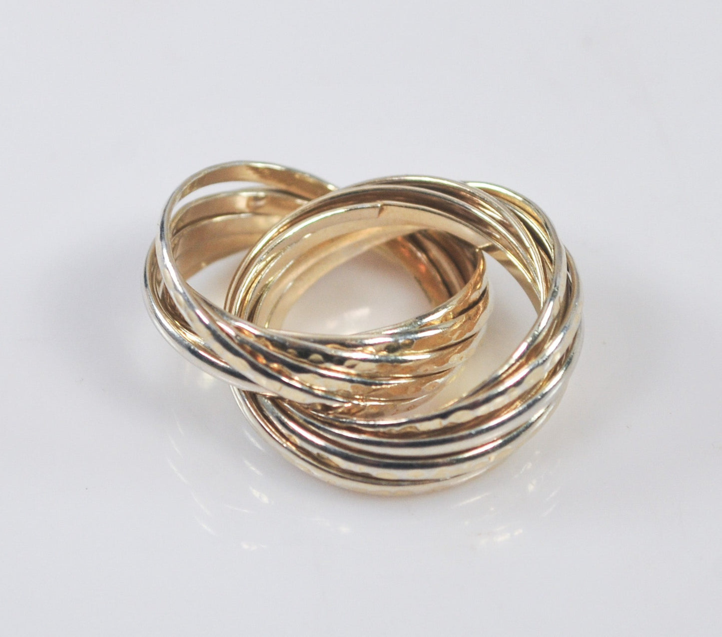 Gold over Sterling Silver 16 Interlocked Rolling Rings