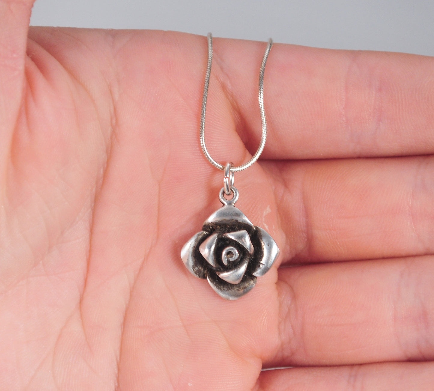 Sterling Silver Rose Choker Necklace