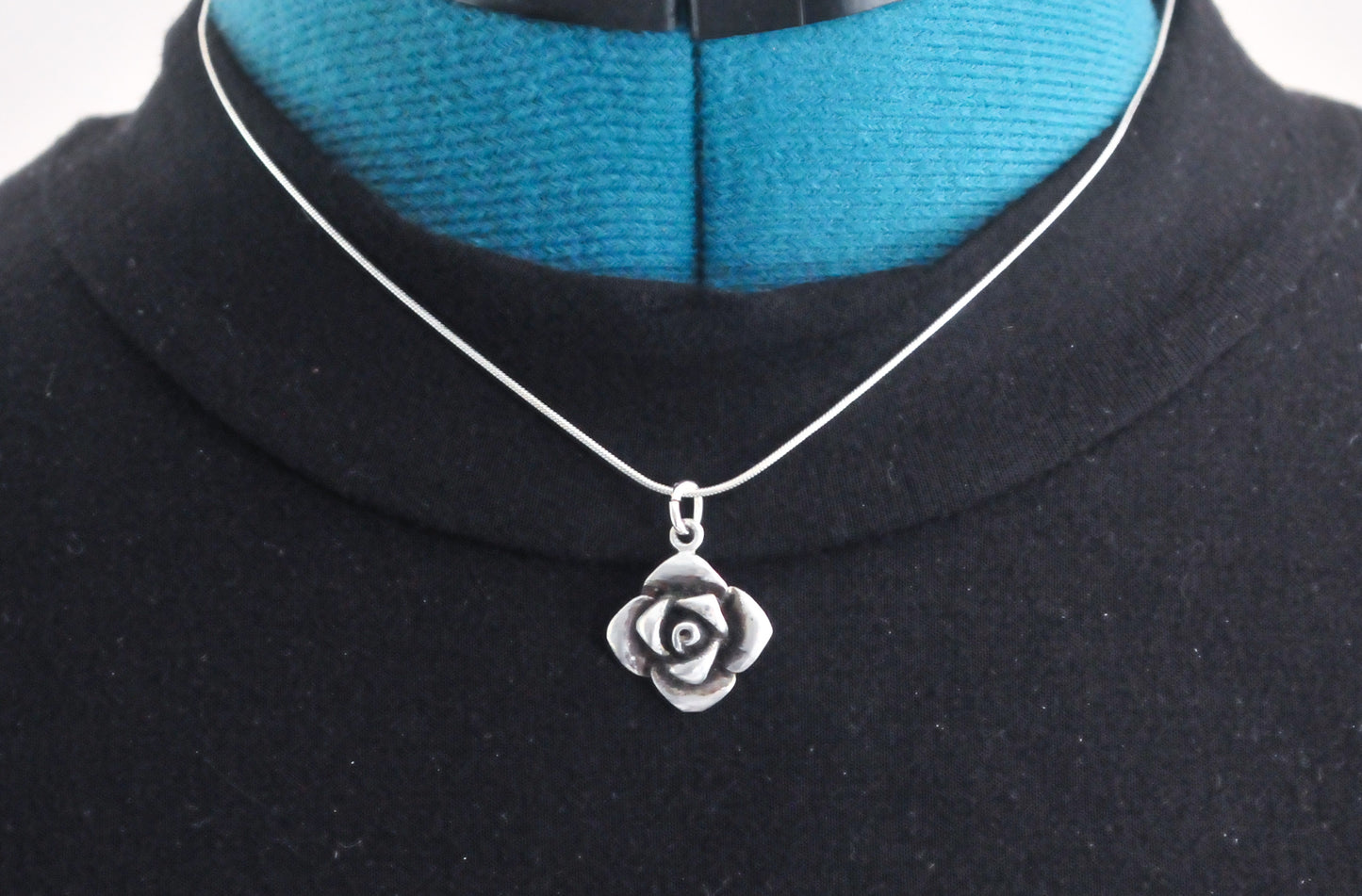 Sterling Silver Rose Choker Necklace