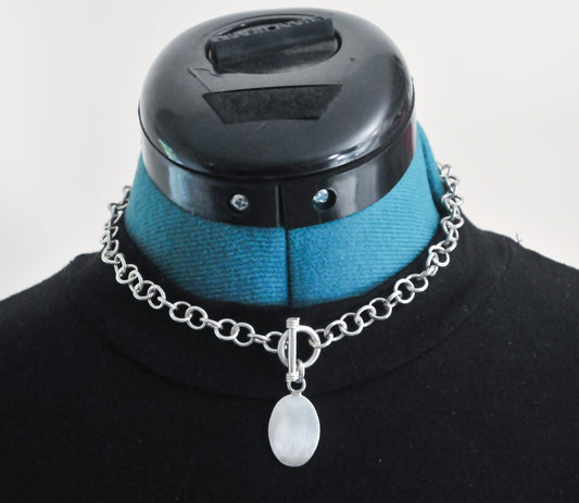 Sterling Silver Rolo Tag Choker Necklace