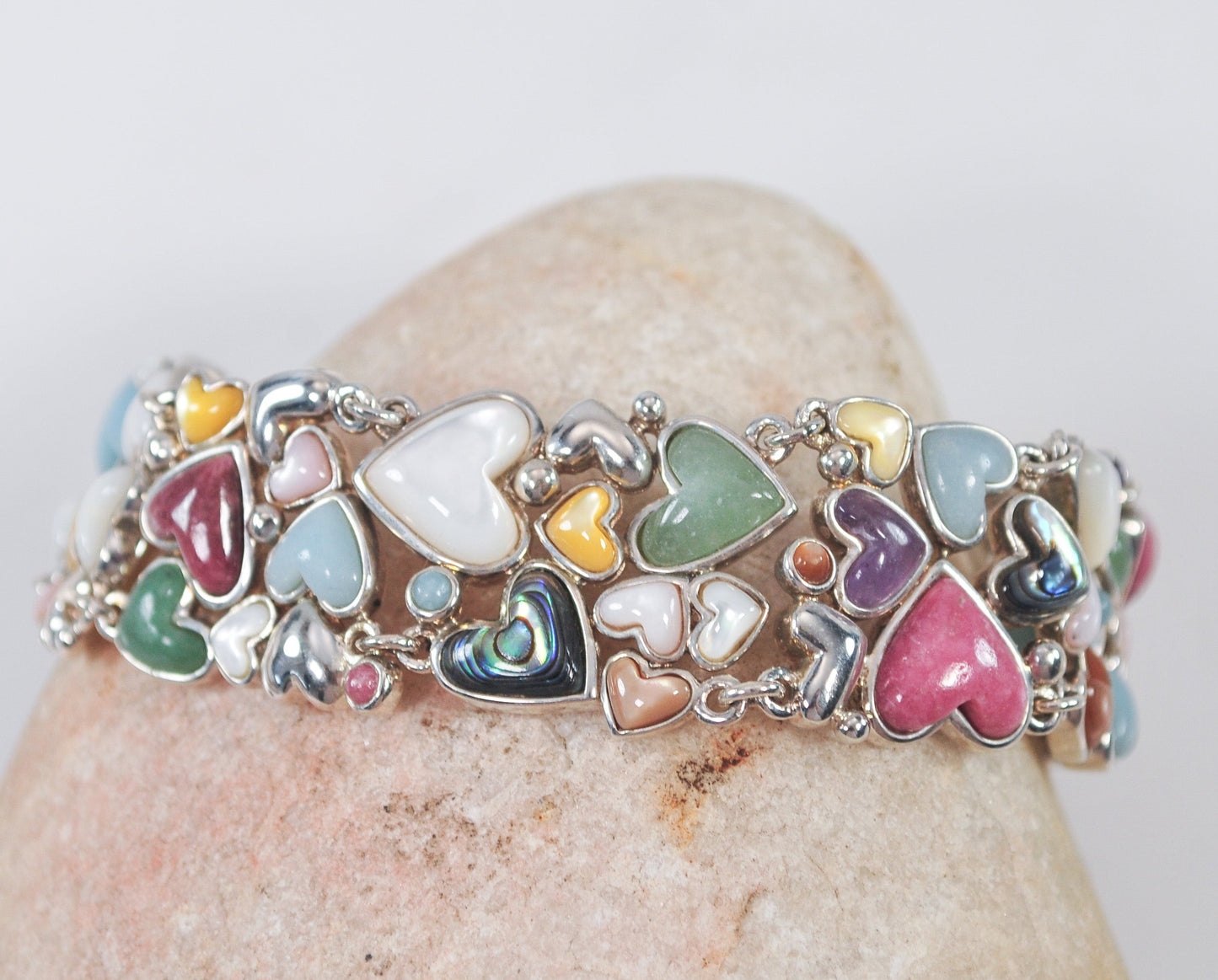 Whitney Kelly Sterling Silver Gemstone Heart Bracelet