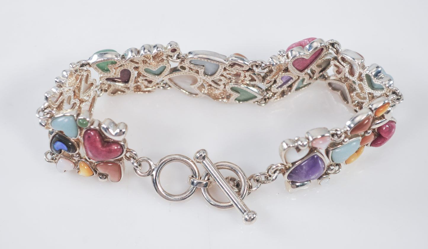 Whitney Kelly Sterling Silver Gemstone Heart Bracelet