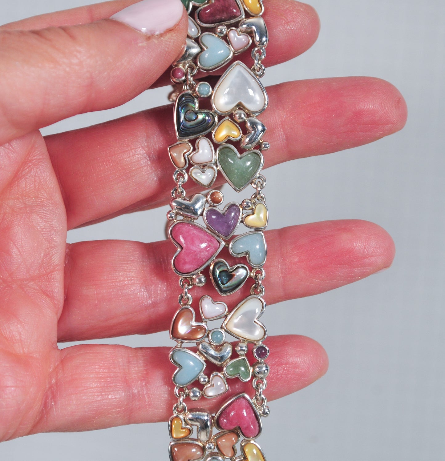 Whitney Kelly Sterling Silver Gemstone Heart Bracelet