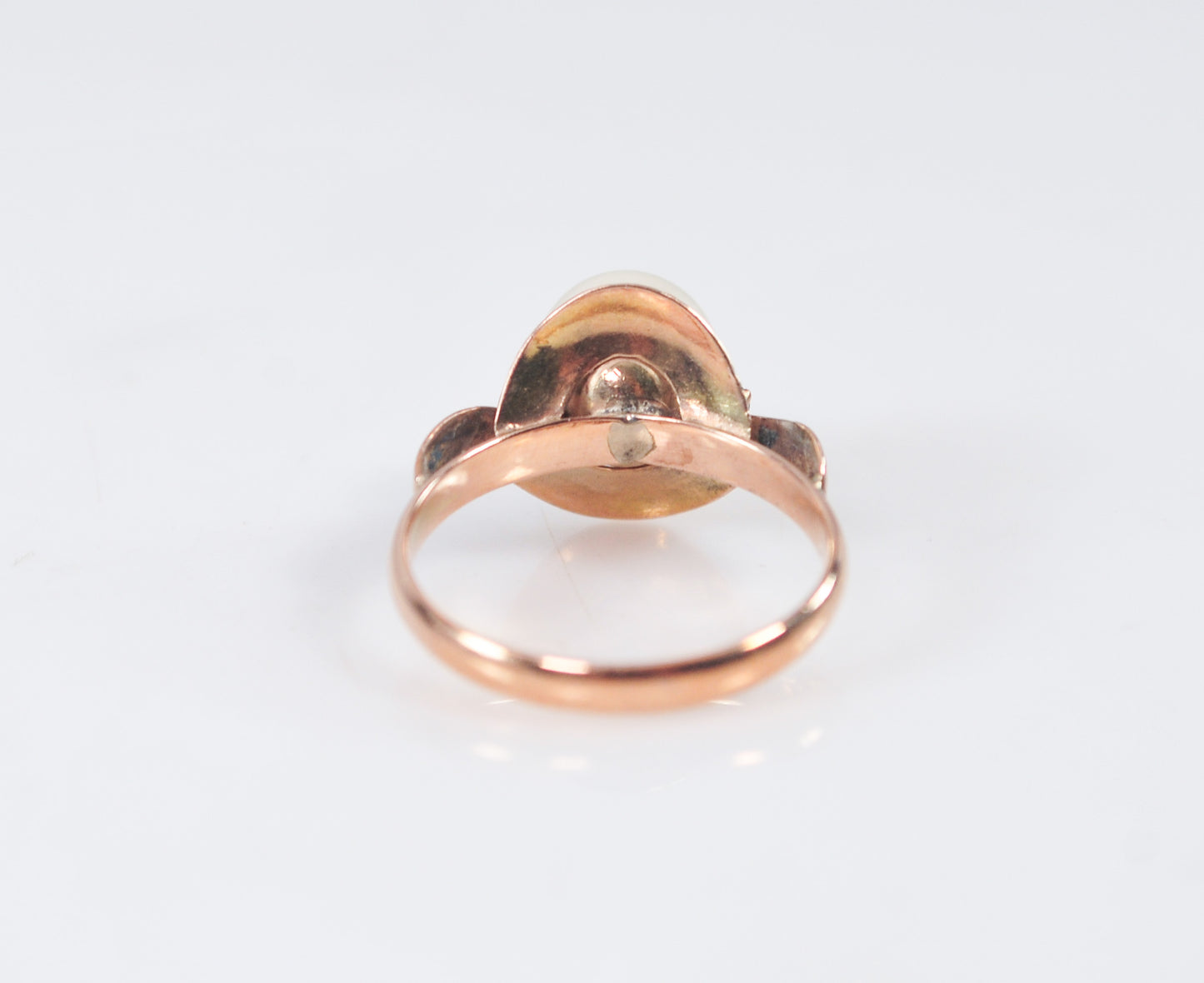 Antique 9K Rose Gold Pearl and Sapphire Ring