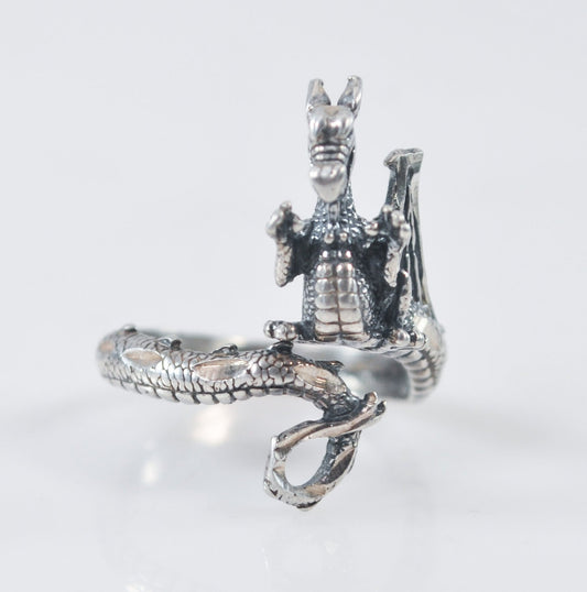 Shube Sterling Silver 3D Dragon Ring