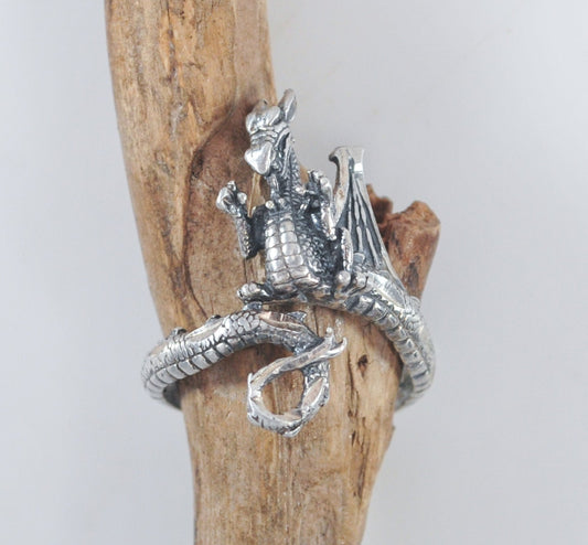 Shube Sterling Silver 3D Dragon Ring
