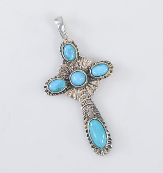 FD 925 Southwestern Style Turquoise Cross Pendant