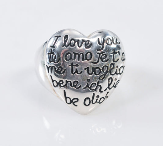 Barse 925 Sterling Silver "I Love You" Ring