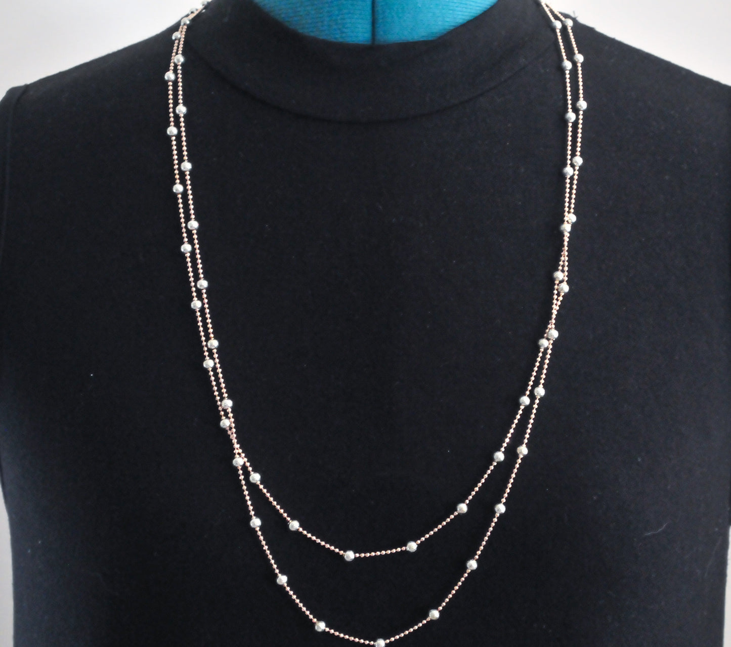 Designer Sterling Silver Two Tone 60 Inch Necklace