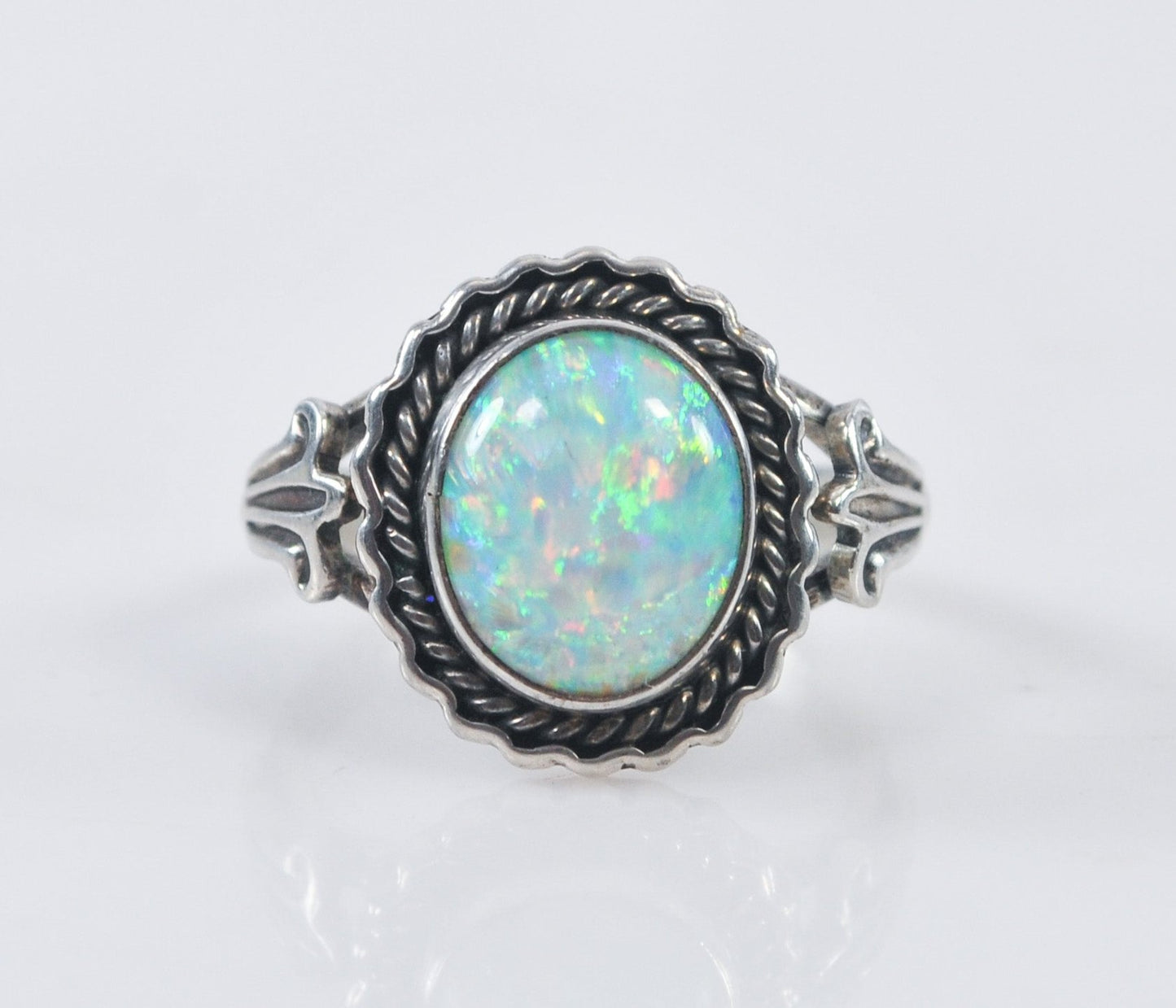 Vintage Lloyd Nelson Navajo Sterling Silver Opal Ring