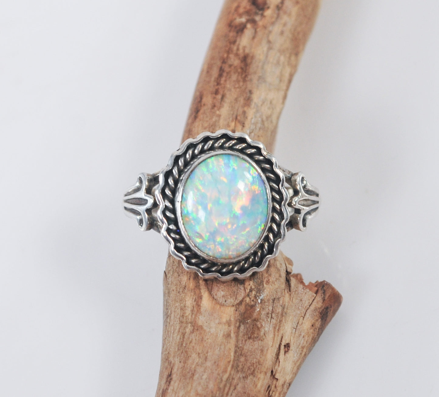 Vintage Lloyd Nelson Navajo Sterling Silver Opal Ring