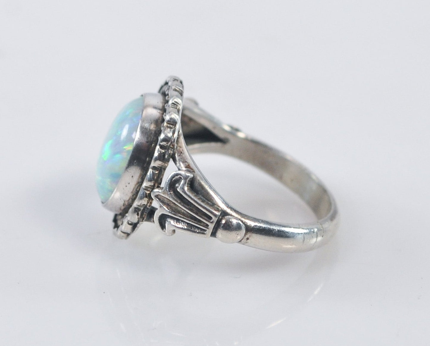 Vintage Lloyd Nelson Navajo Sterling Silver Opal Ring