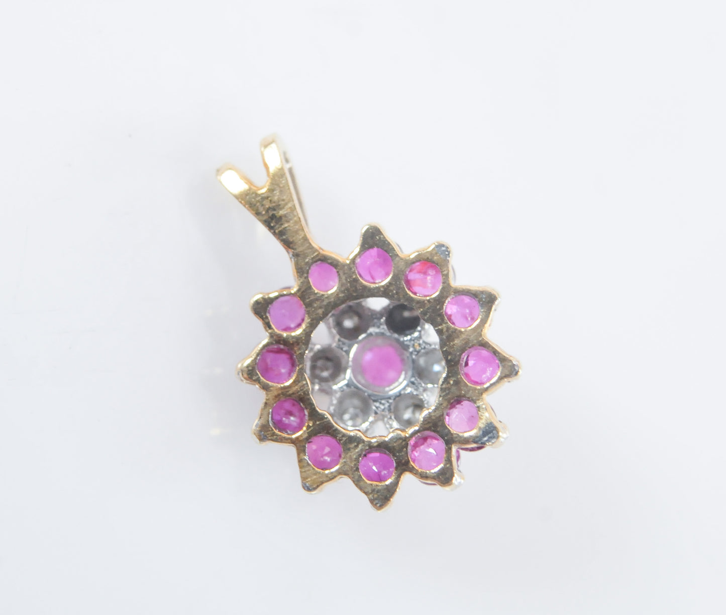 Small 10K Gold Ruby Diamond Pendant