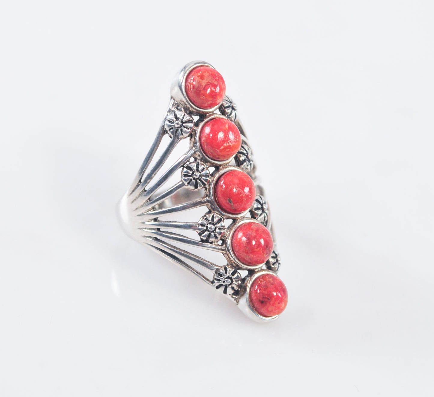 BBJ 925 Sterling Silver Long Coral Ring