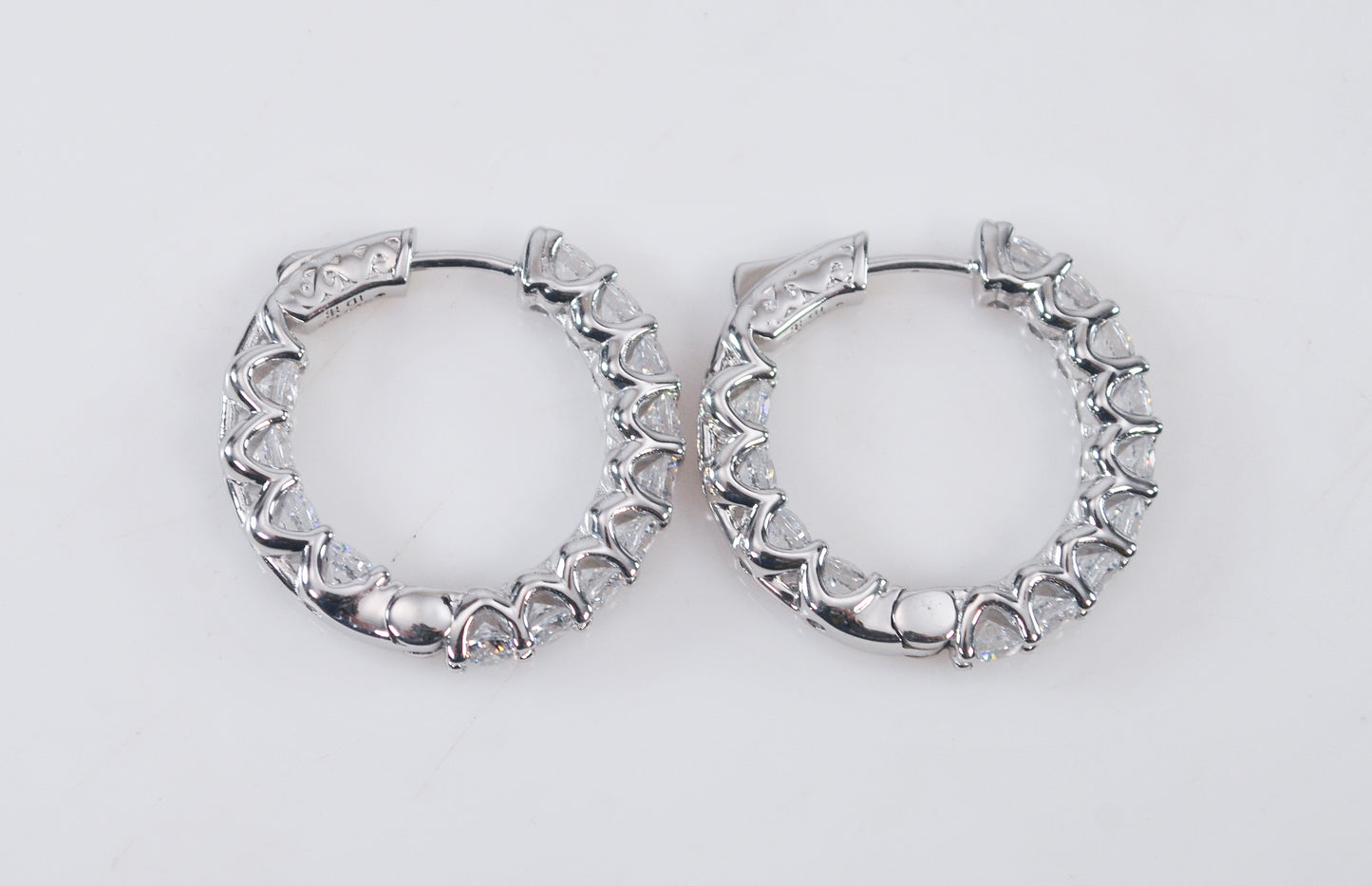 Signed 925 Sterling Silver CZ Inside Out Hoop Earrings