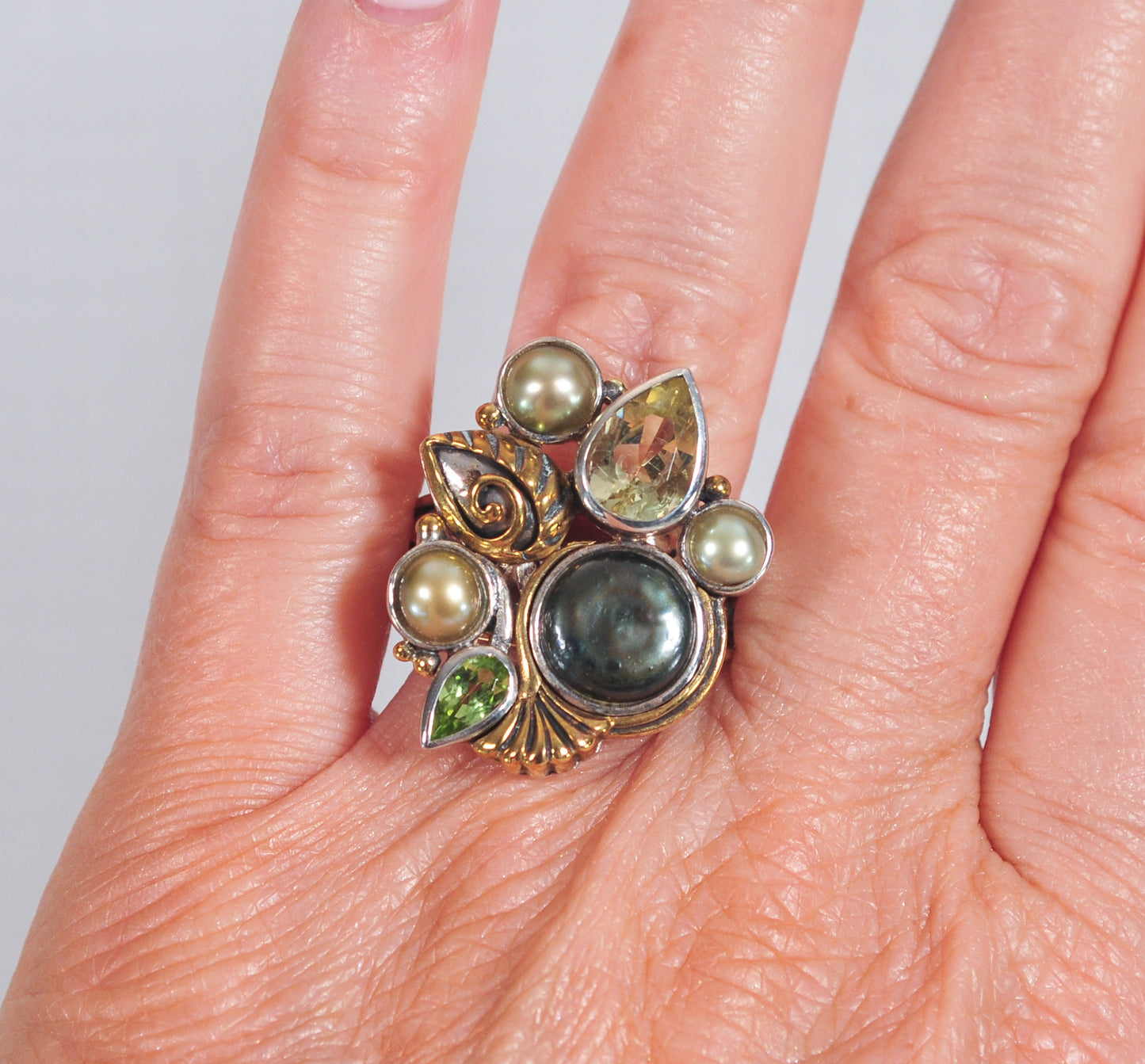 Chunky Dream 925 Bronze Multi-Stone Ring