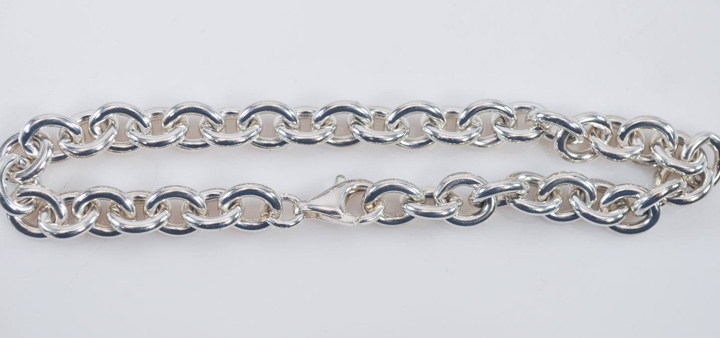 Large Wrist Sterling Silver Rolo Link Bracelet