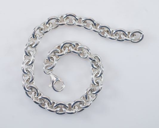 Large Wrist Sterling Silver Rolo Link Bracelet