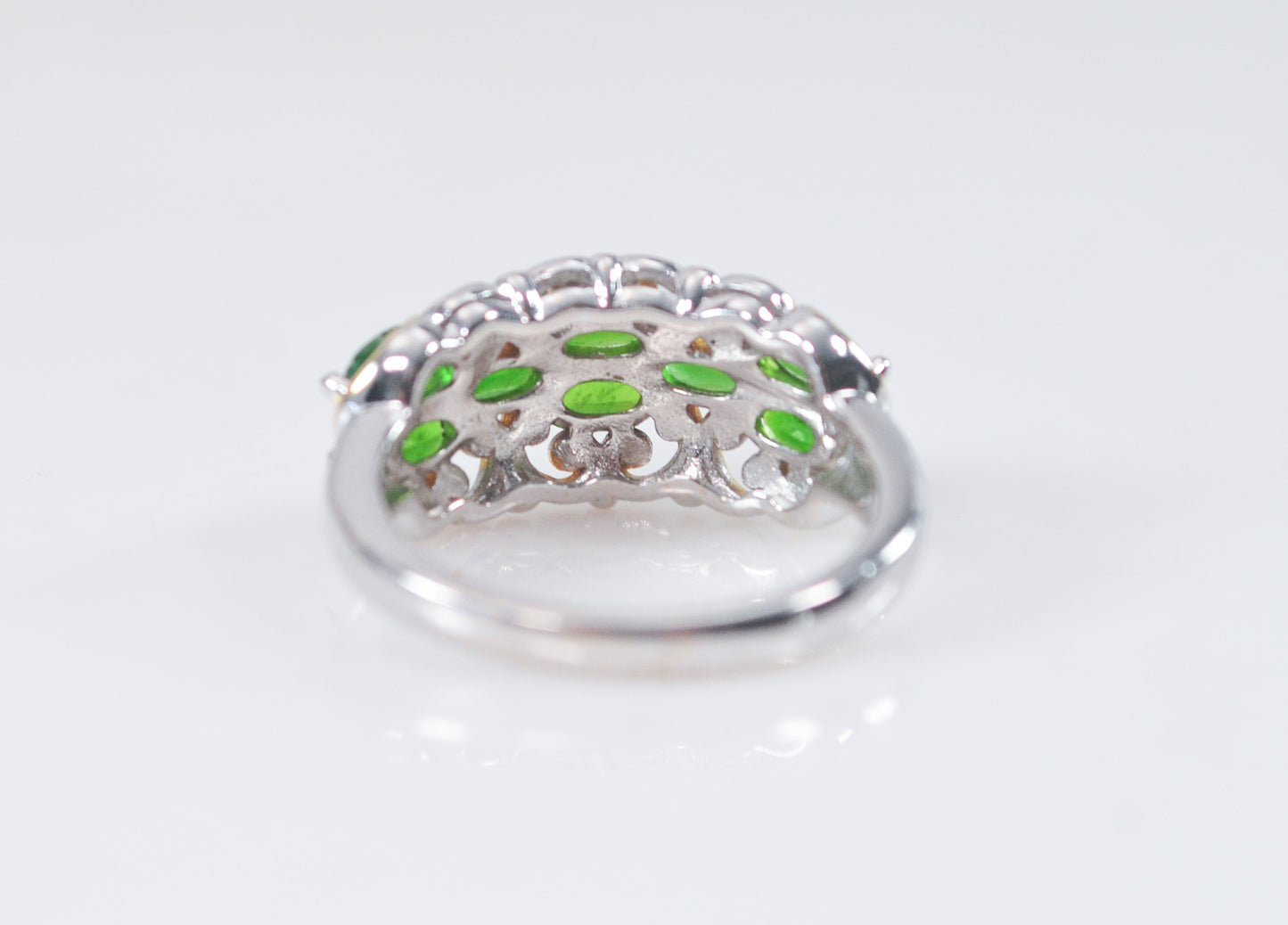 BBJ 925 Two Tone Sterling Silver Green Stone Ring