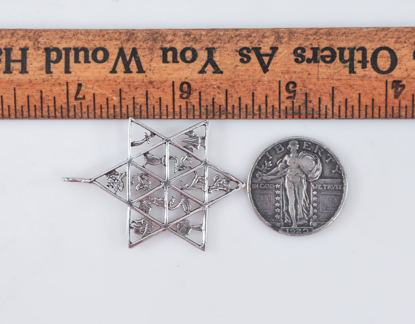 Sterling Silver Twelve Tribes of Israel Star of David Pendant