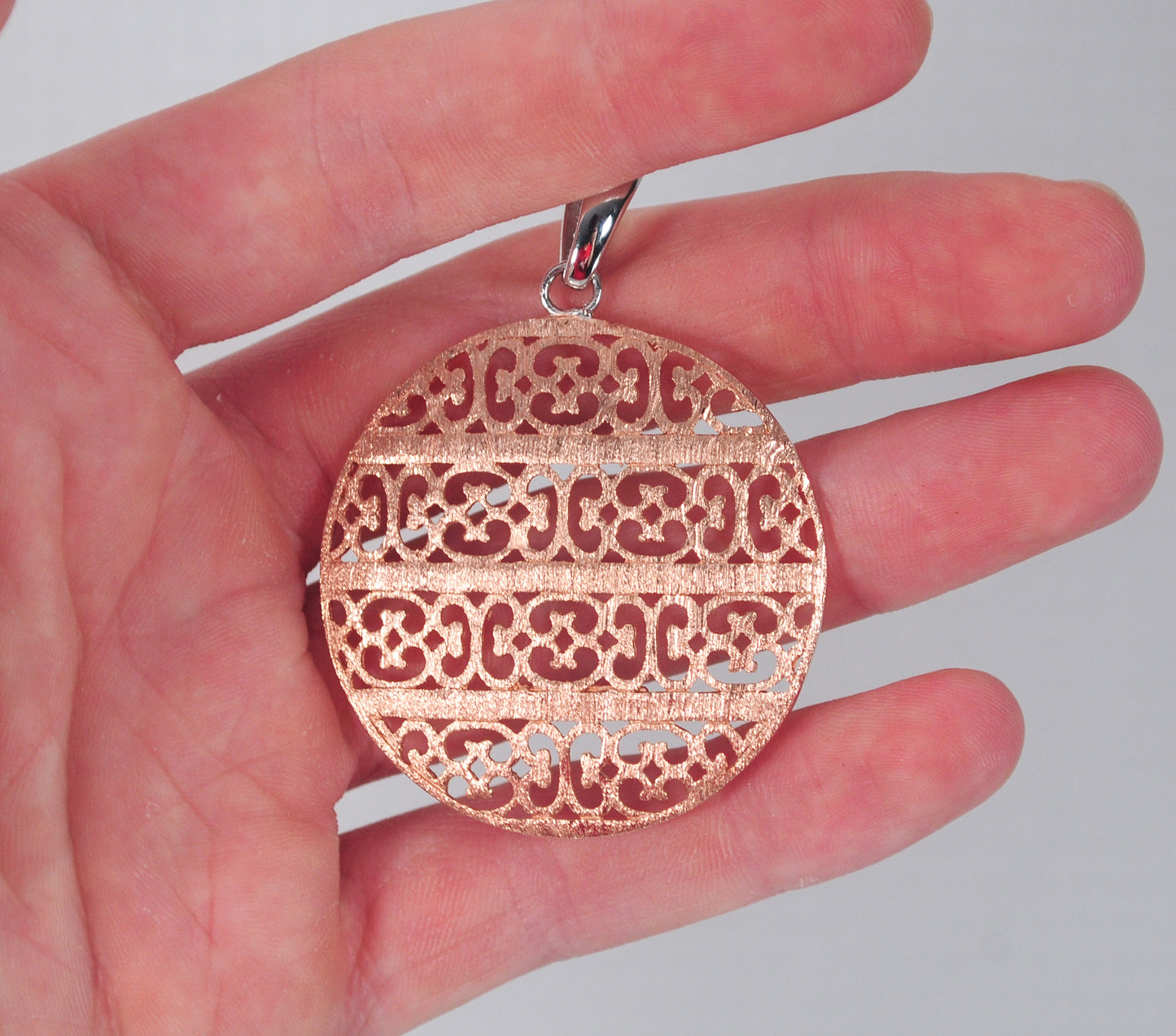 Large Milor 925 Italy Rose Gold over Sterling Silver Circle Pendant