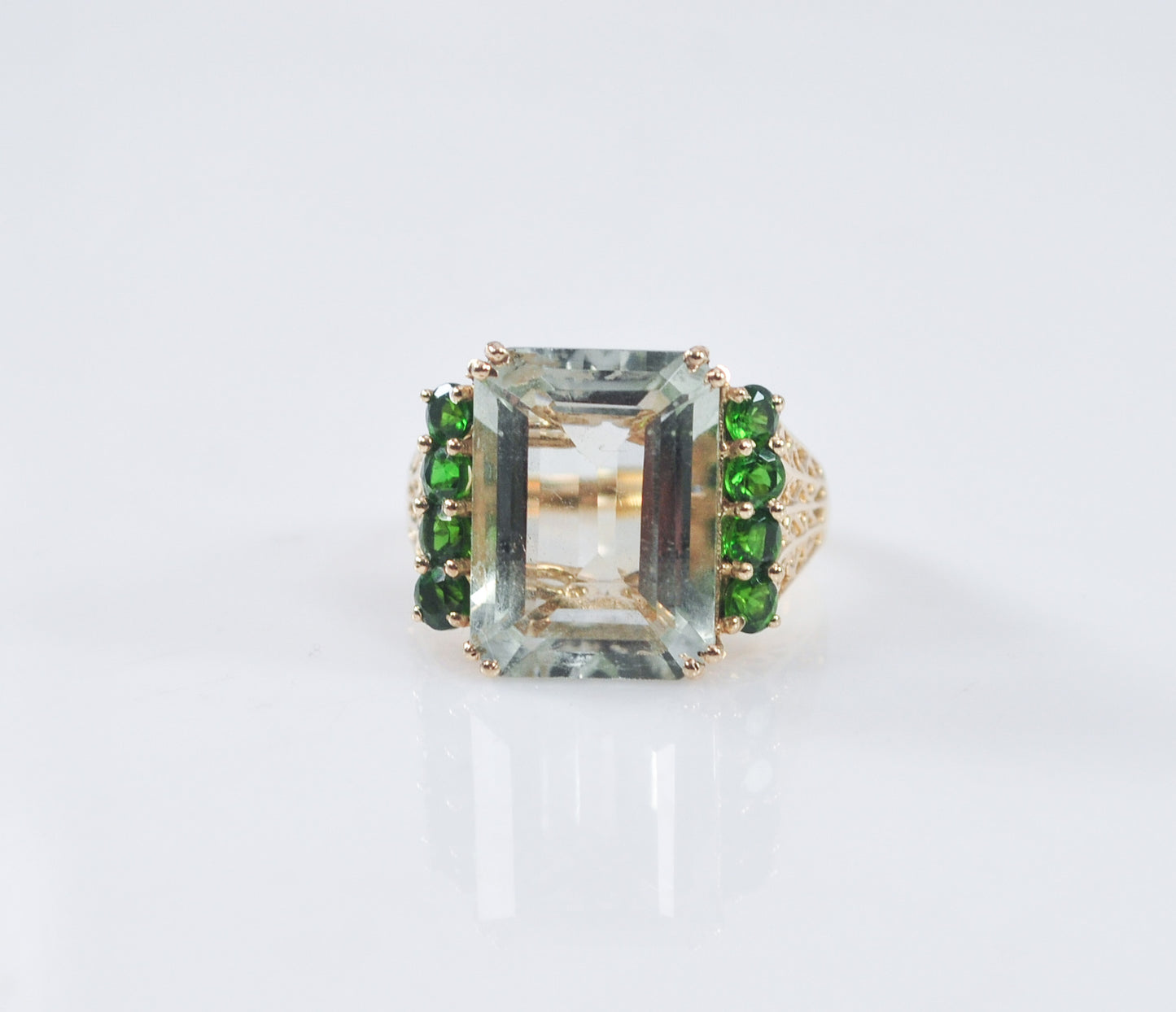 10K Gold Green Amethyst Ring