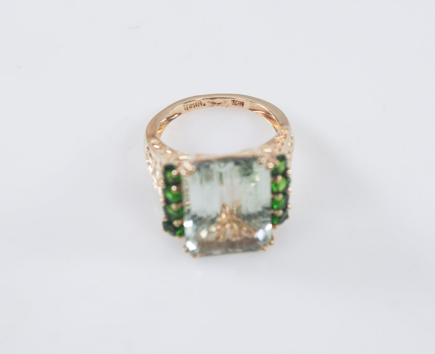 10K Gold Green Amethyst Ring