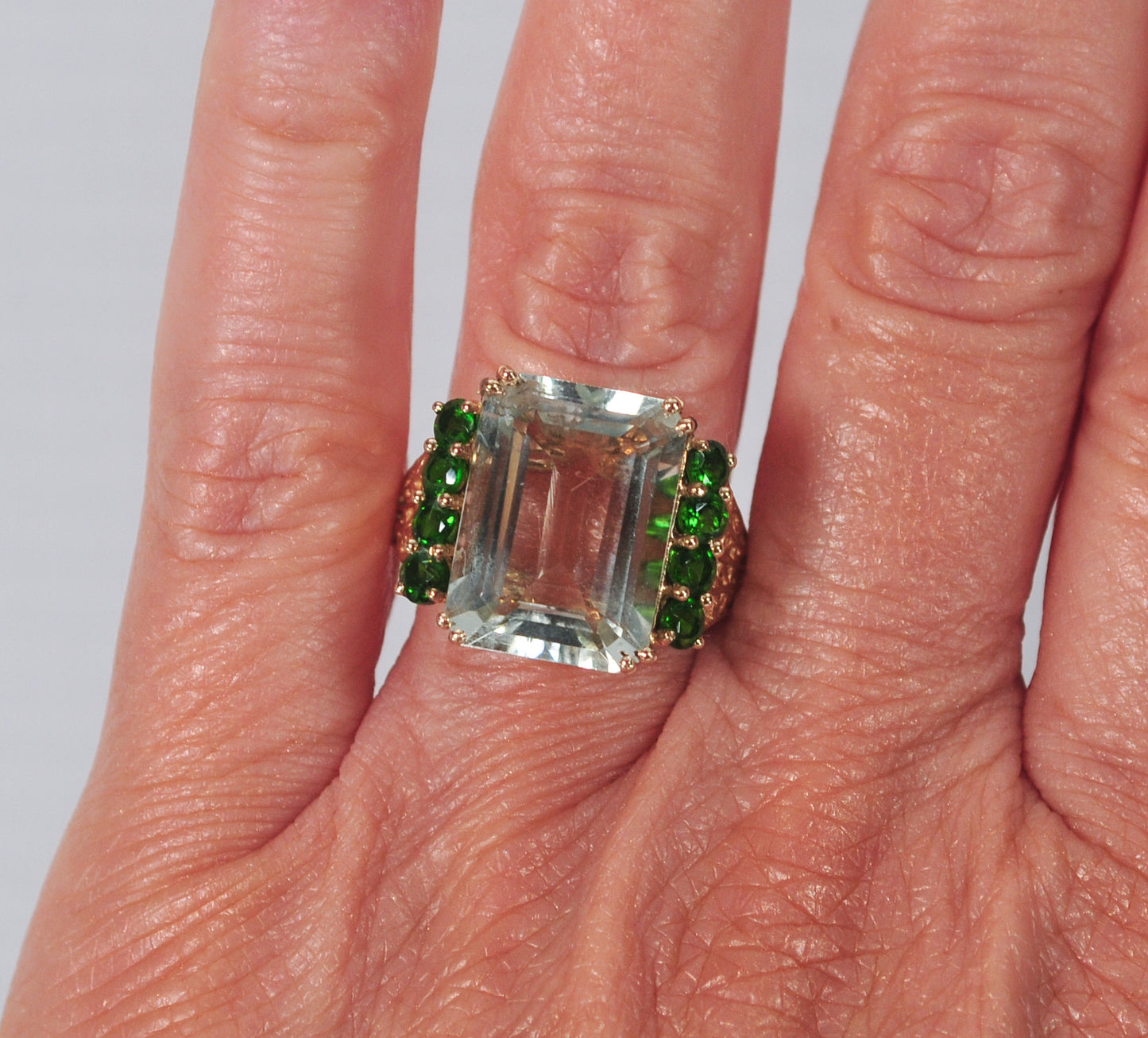 10K Gold Green Amethyst Ring