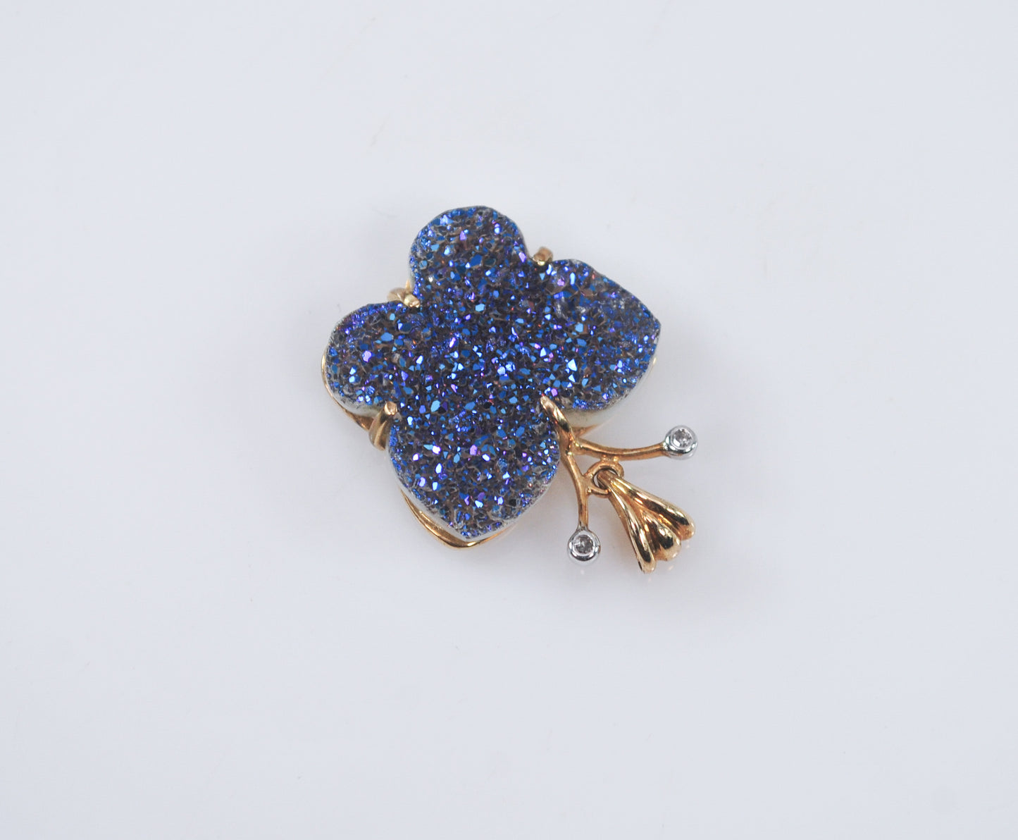 10K Gold Butterly Druzy Pendant