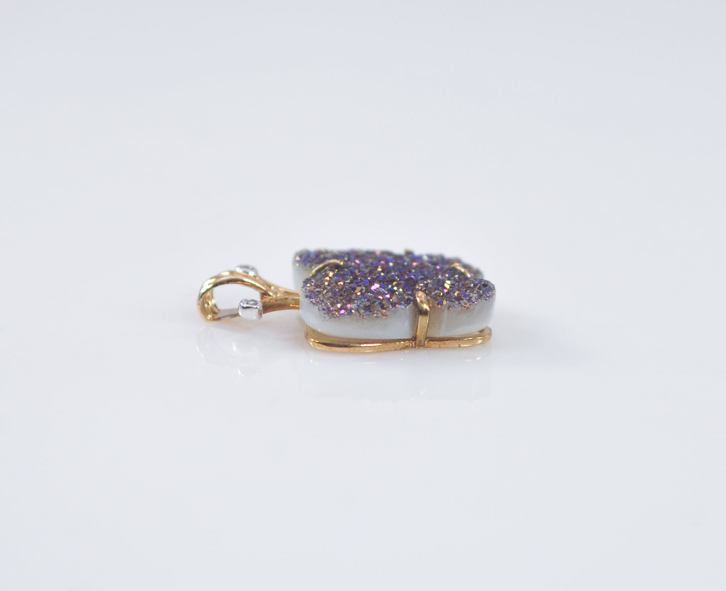 10K Gold Butterly Druzy Pendant