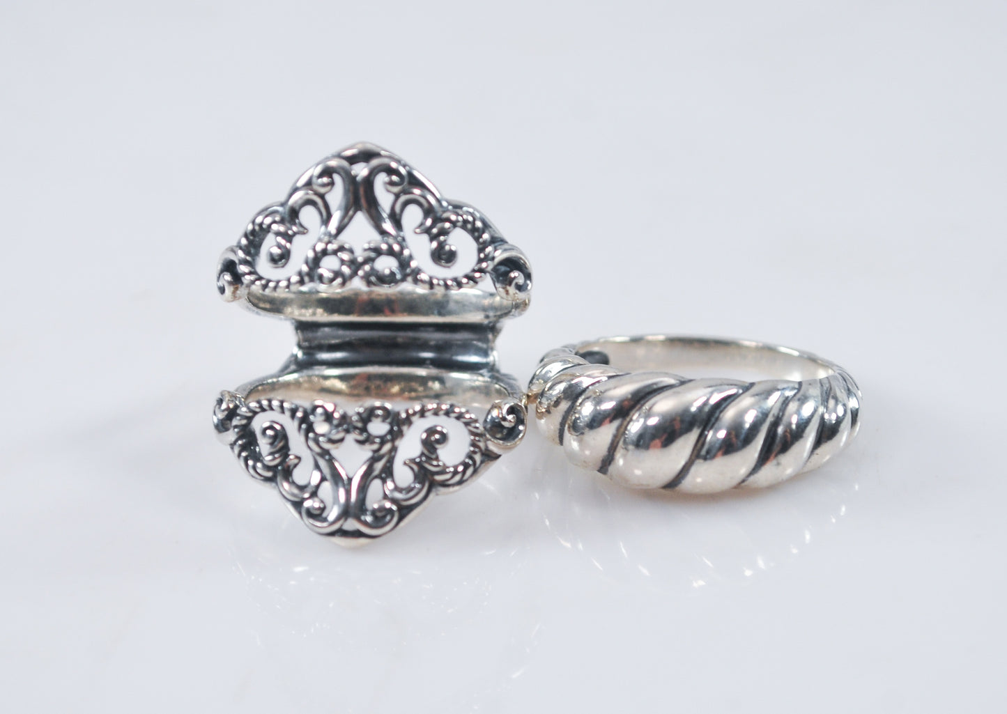 Large Relios Sterling Silver Ring Set