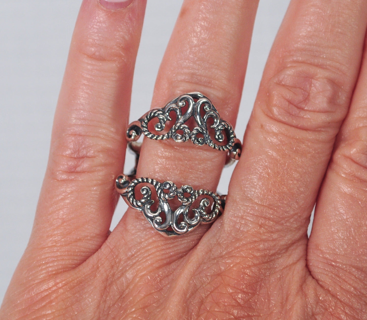 Large Relios Sterling Silver Ring Set